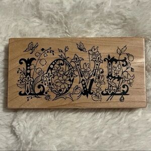 Vintage 1996 Floral PSX Floral Lace Love Wooden Stamp